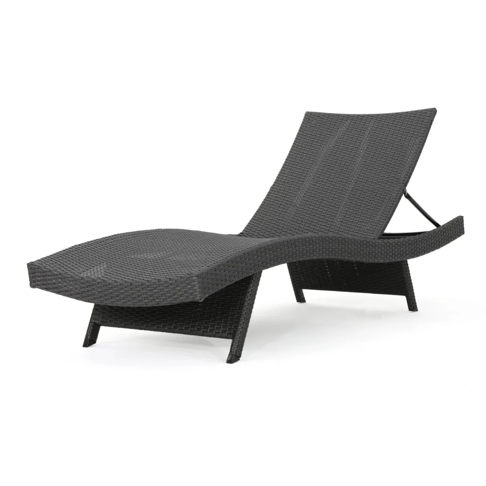 

Anthony Outdoor Wicker Chaise Lounge Chair, Grey