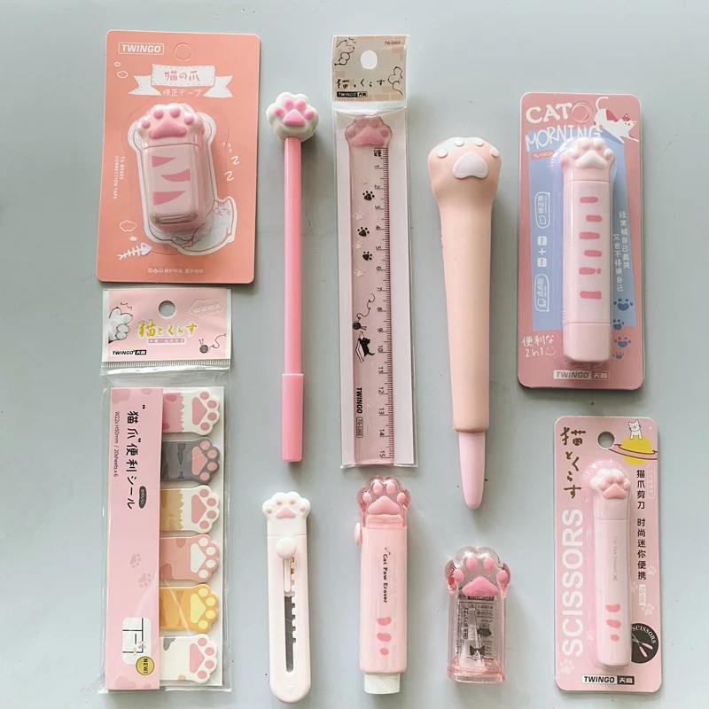 Kit de papelería kawaii para niña, cinta washi, almohadillas para notas,  pegatinas, suministros escolares bonitos, planificador