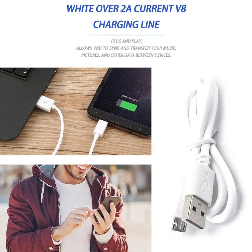 

Portable 2A Current V8 Charging Line Mobile Power Cord Charging Treasure Charging Cable 30cm/50cm USB Data Cable Standard Onleny