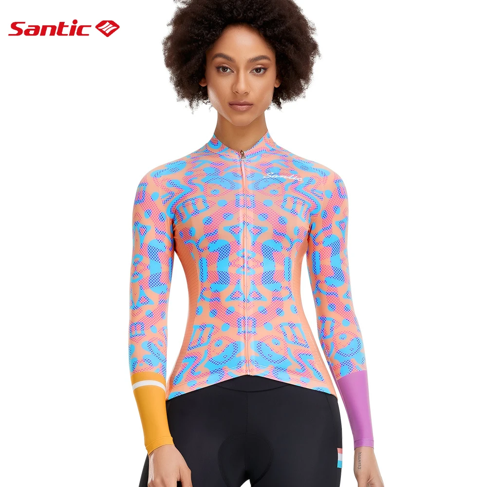 Santic New Women Cycling Jersey Long Sleeve Bicycle Sportswear Clothes MTB Bike Shirts Reflective Summer Jersey Cycling Clothing