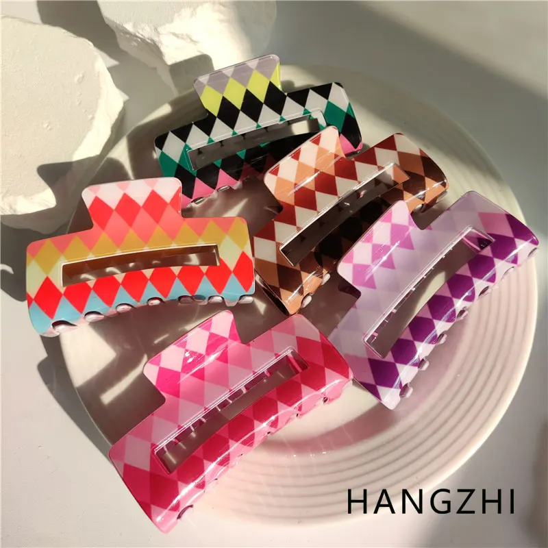Ed Plaid Shark Hair Claw For Women Girls New Bath Headwear
