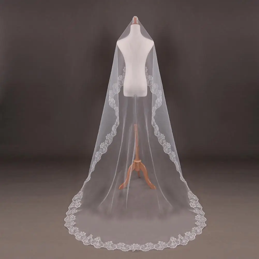 

Delicate Portable Flower Applique Lace Edge Bridal Head Mesh Photo Props