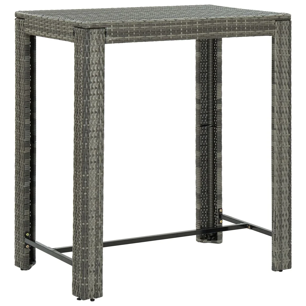 

Outdoor Patio Bar Table Garden Deck Outside Porch Furniture Set Balcon Gray 39.4"x23.8"x43.5" Poly Rattan