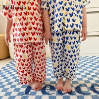 rinilucia kids pajamas summer girls boys sleepwear nightwear baby clothes cartoon print pajama sets cotton childrens pajamas
