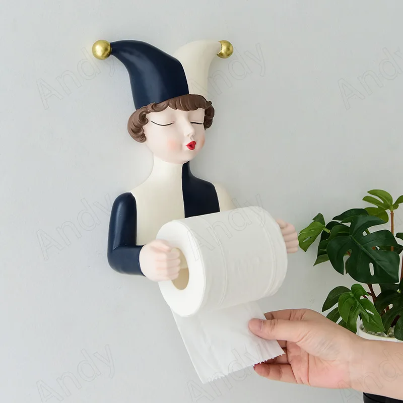 

Европейский держатель для салфеток из смолы, милая девушка-пуфик, без пробивки, настенный органайзер для рулона бумаги, декоративные аксессуары для ванной комнаты