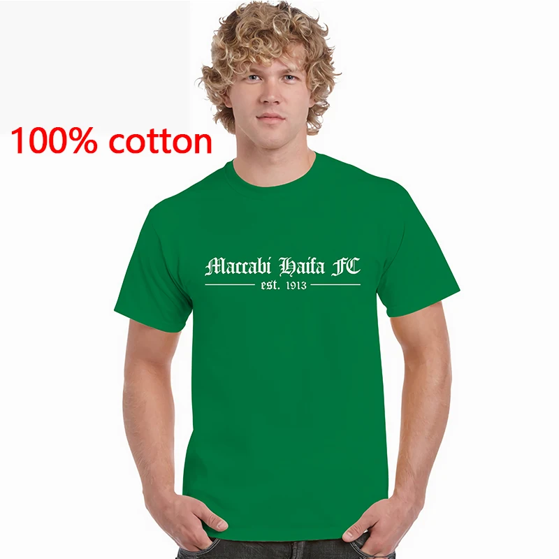 

100% Cotton Summer New Maccabi Haifa T Shirt Men Short Sleeve Casual Men's T-Shirt 3D Printing Tshirt Oversized Mens Clothing
