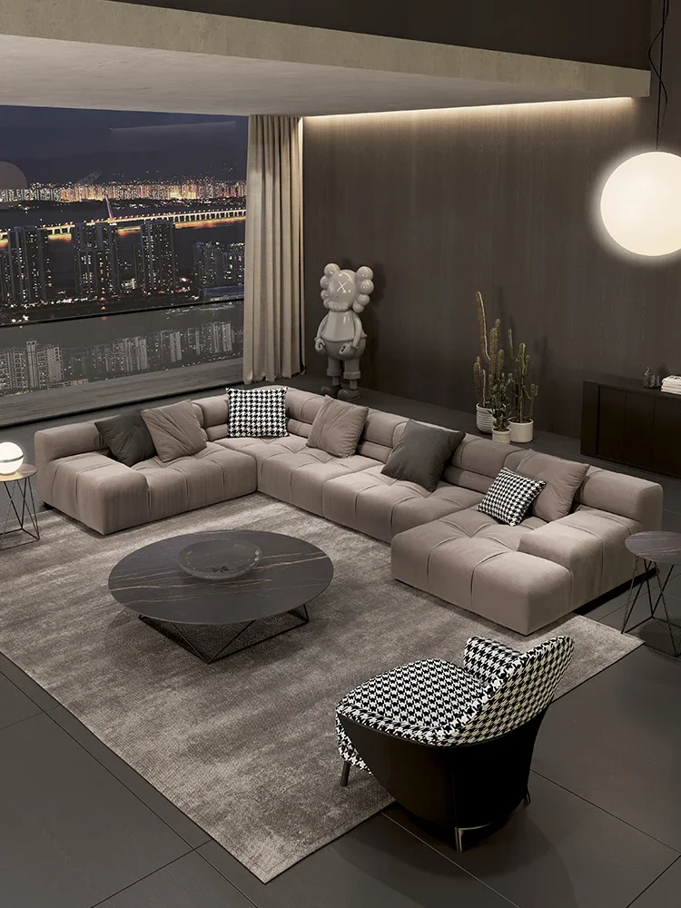 Диванная ткань кожа шлифовальный кожаный бесшумный Диван итальянский шоколад