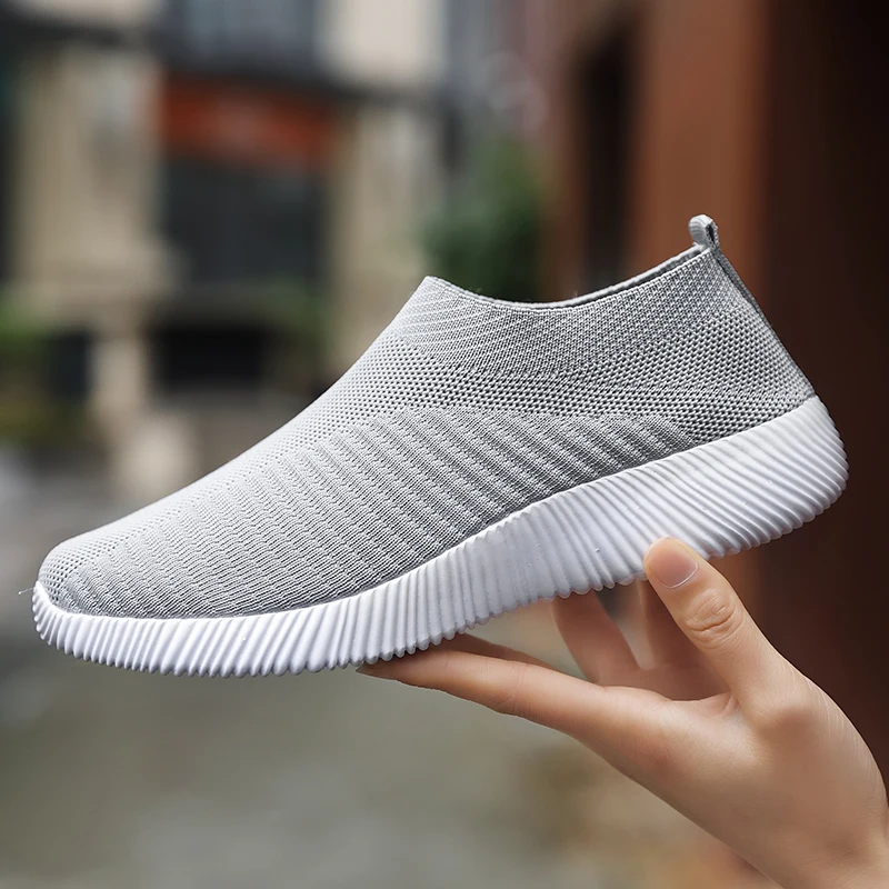 

Women Shoes Knitting Sock Sneakers Women Spring Summer Slip On Flat Shoes Women Plus Size Loafers Flats Walking krasovki Famela