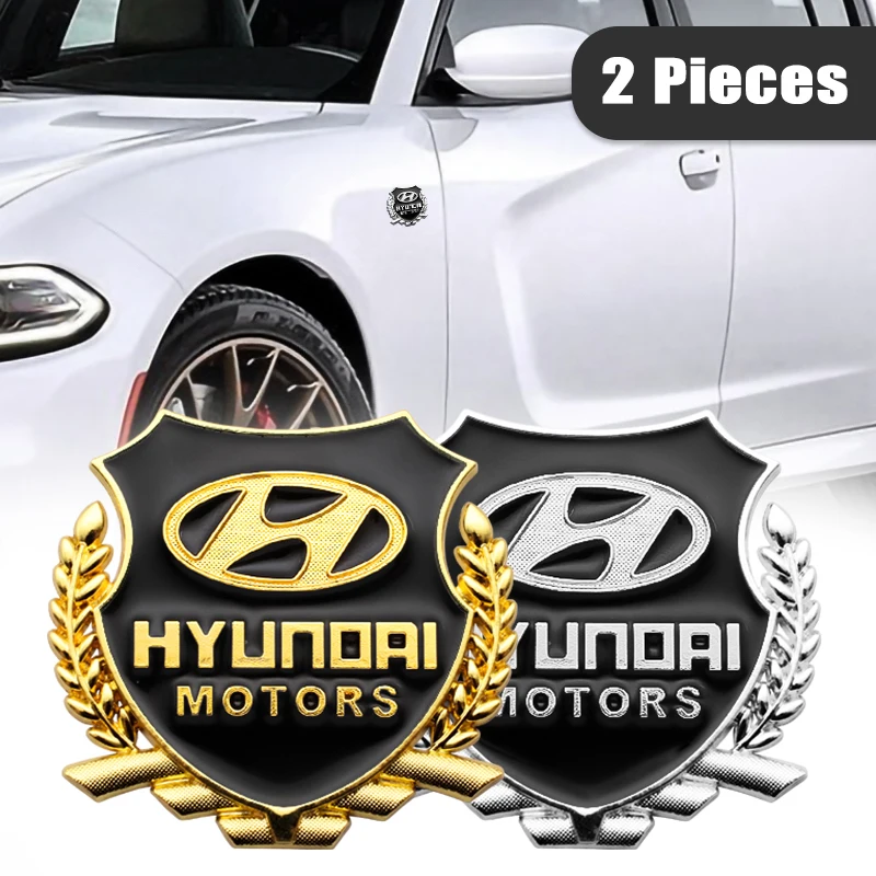 

2PCS 3D Metal Car Styling Stickers Golden Badge Decal For Hyundai Elantra 2012 2013 2017 Tucson Solaris Sonata Veloster i10 20