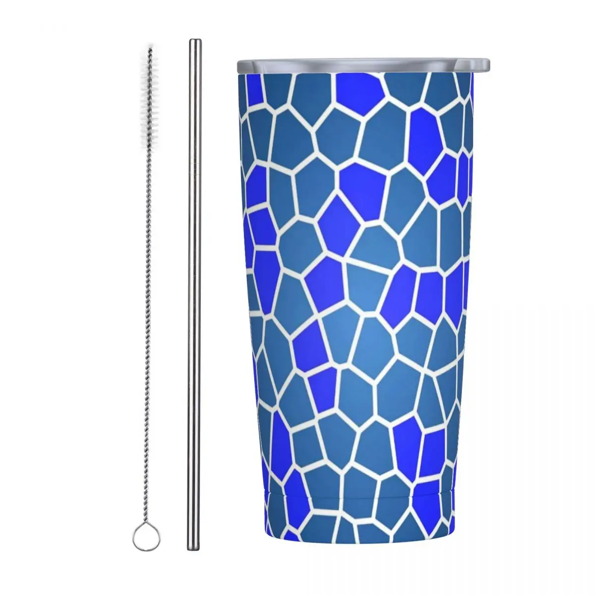 Стакан из нержавеющей стали винтажные геометрические термокружки синяя мозаика