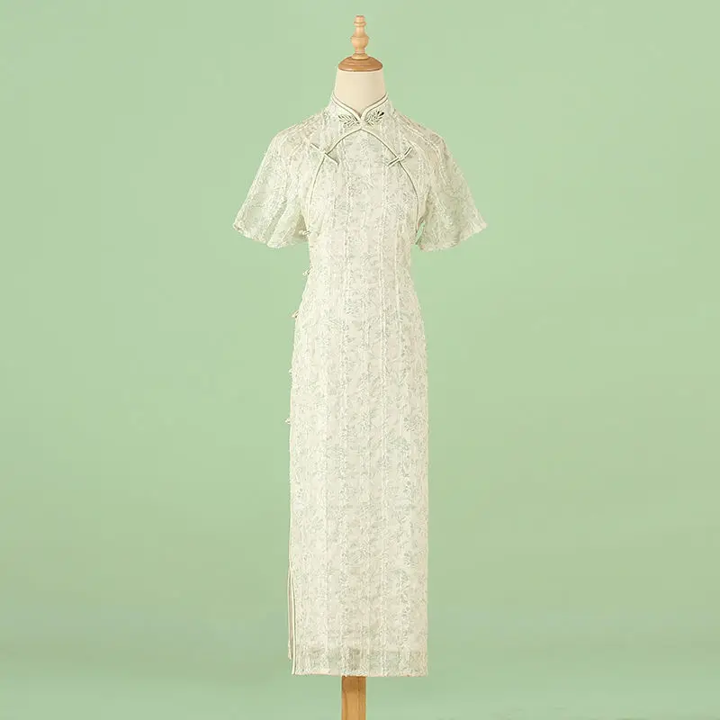 

Cheongsam Young Daily Girl Retro Improved Short Sleeve Summer Print Dress