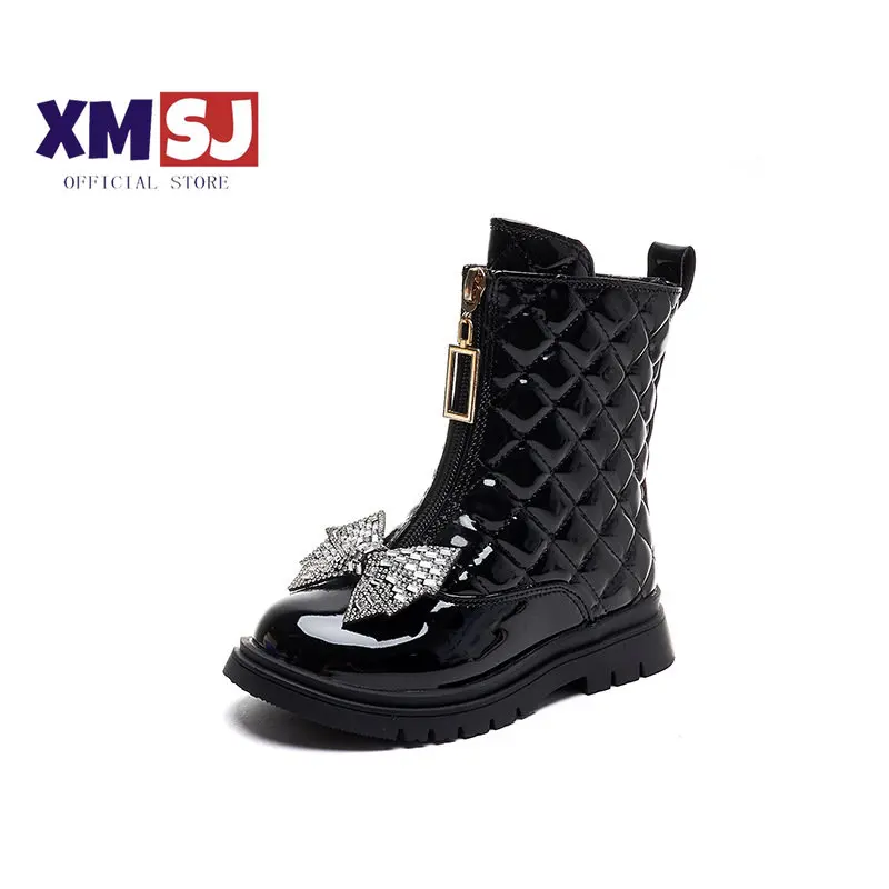 

Girls Autumn New Glossy Chelsea Boots 2022 Winter New Kids Versatile Rhinestone Bow Little Princess Casual Korean Style Boots