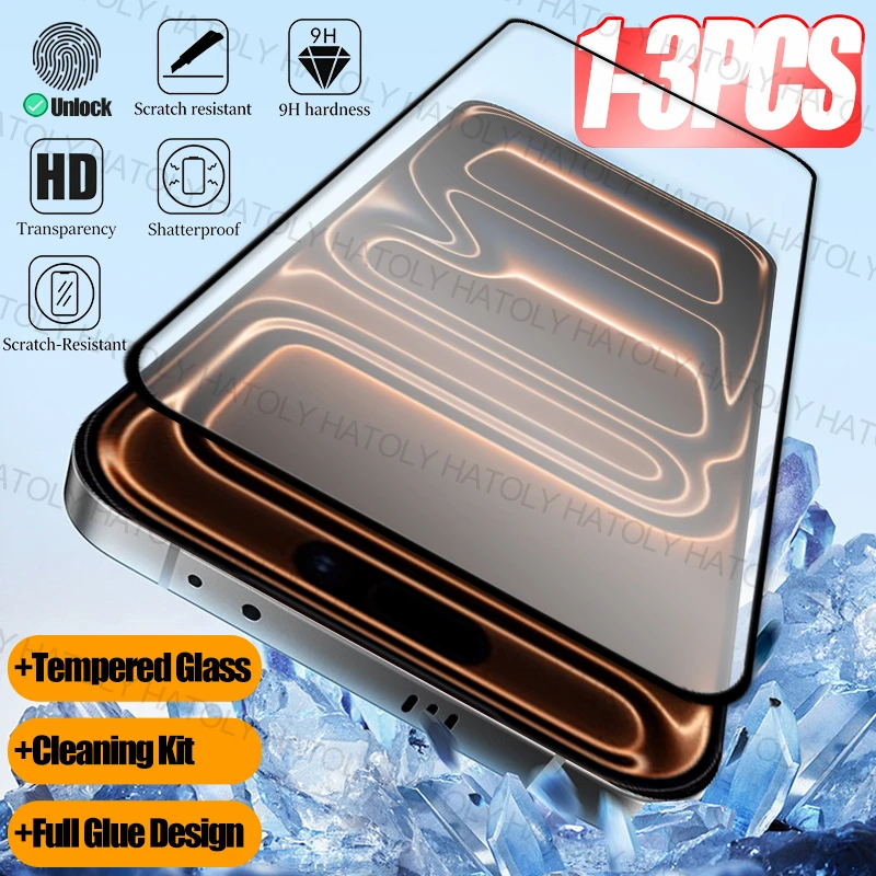 Фото Защитное стекло для iPhone 18 Pro Max, 17, 17e, 18, 18 Pro Max, 3/2/1 шт., с полным клеевым покрытием №1
