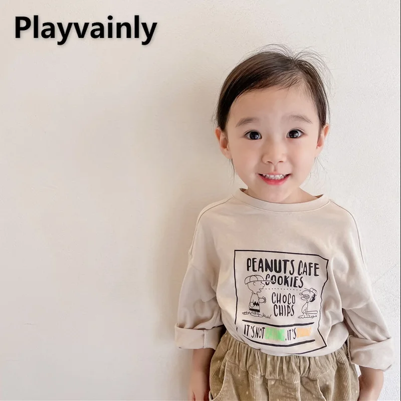 

Autumn Clothes for Baby Girl Boy T-shirt Cartoon Print Round Neck Cotton Long Sleeves T-shirt Child Clothing E21601