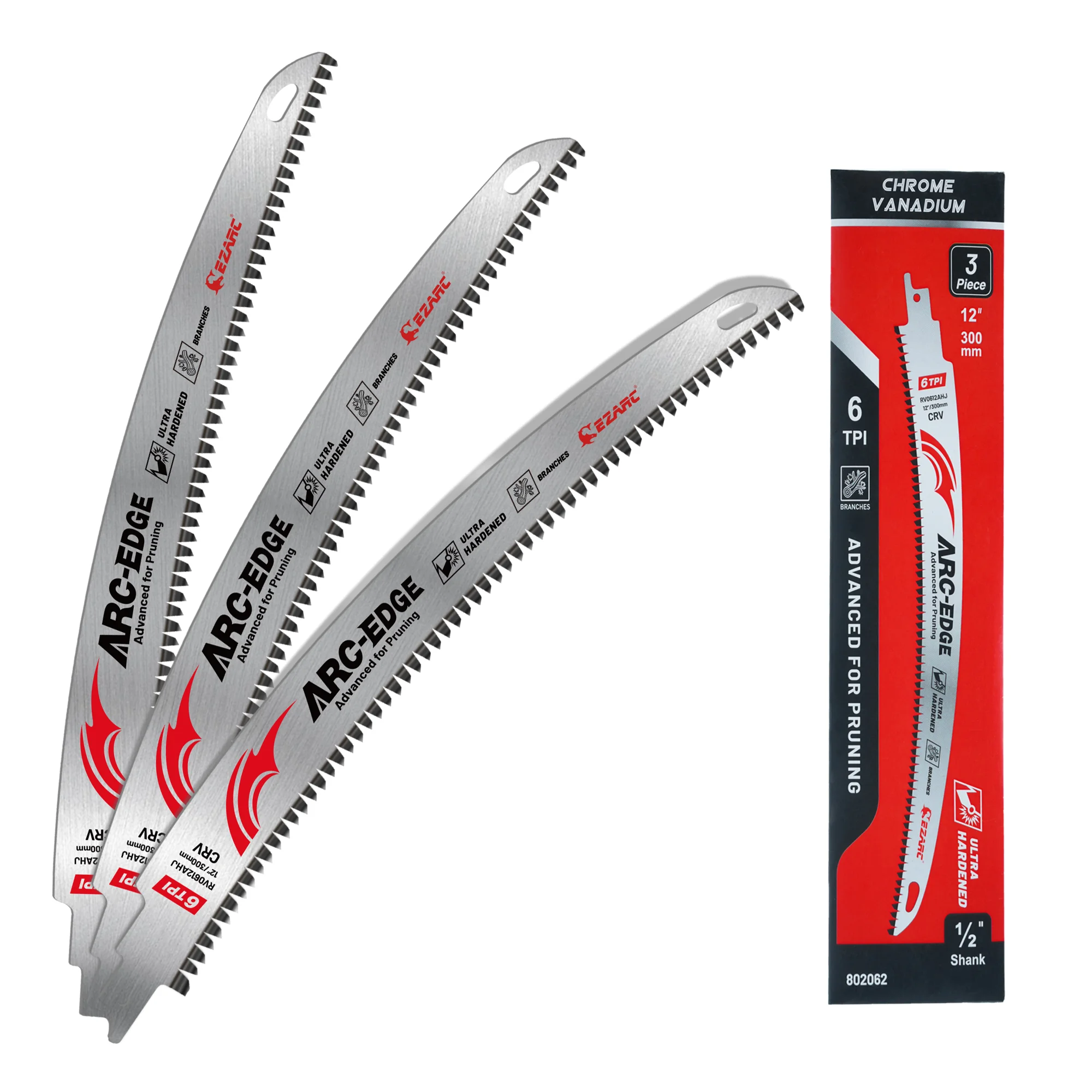 

12-дюймовые японские зубчатые сабельные пилы, 3 шт., обрезка древесины, 6TPI, дуговые пилы для обрезки деревьев, резки древесины