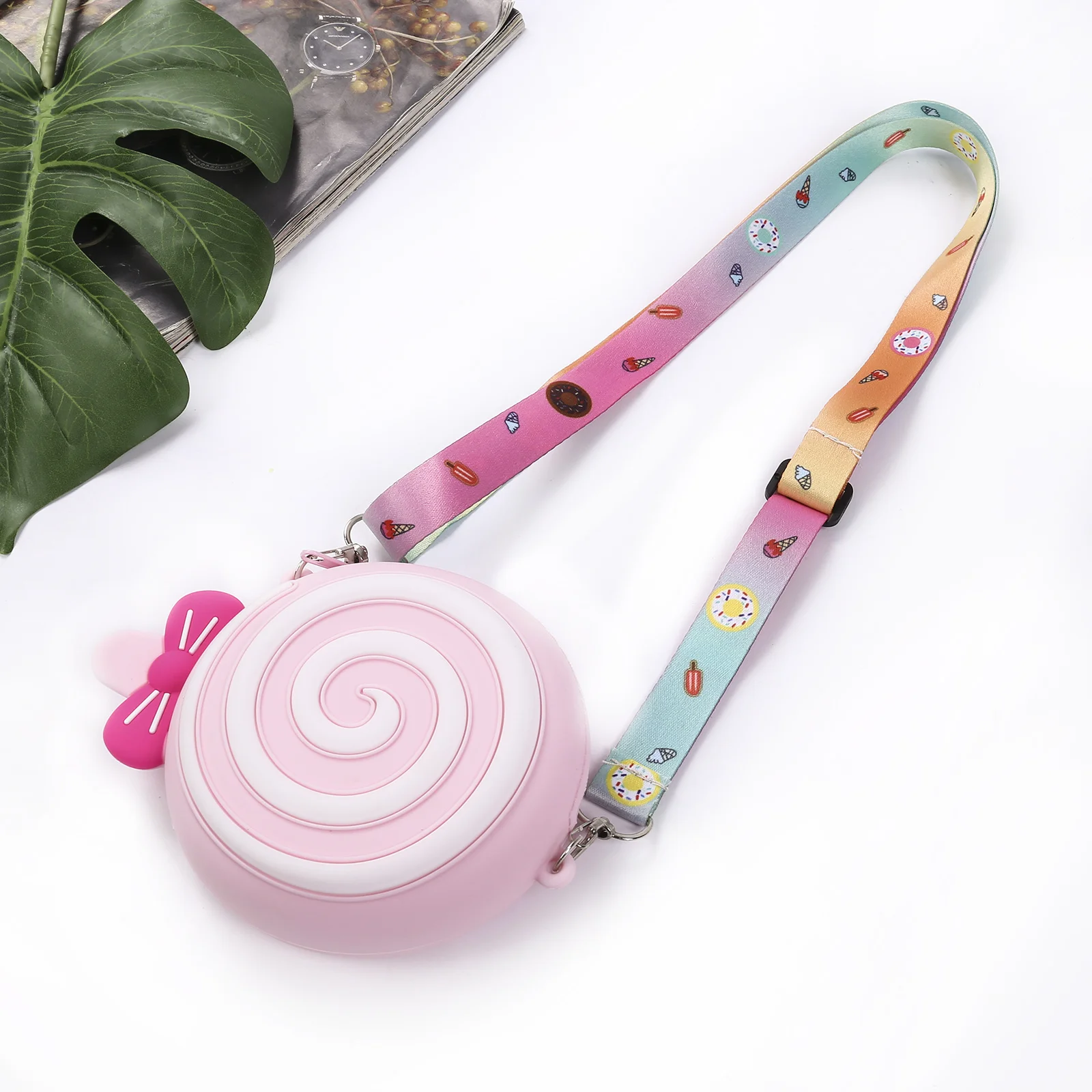 

5-Color Children'S Lollipop Silicone Coin Purse Girls Multi-Purpose Lollipop-Shaped Shoulder Messenger Bag