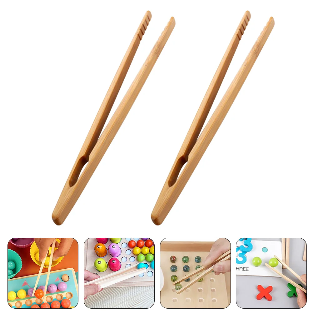 

2Pcs Kids Wooden Fine Motor Tweezers Kids Hands-on Clips Children Brain Train Wood Clips