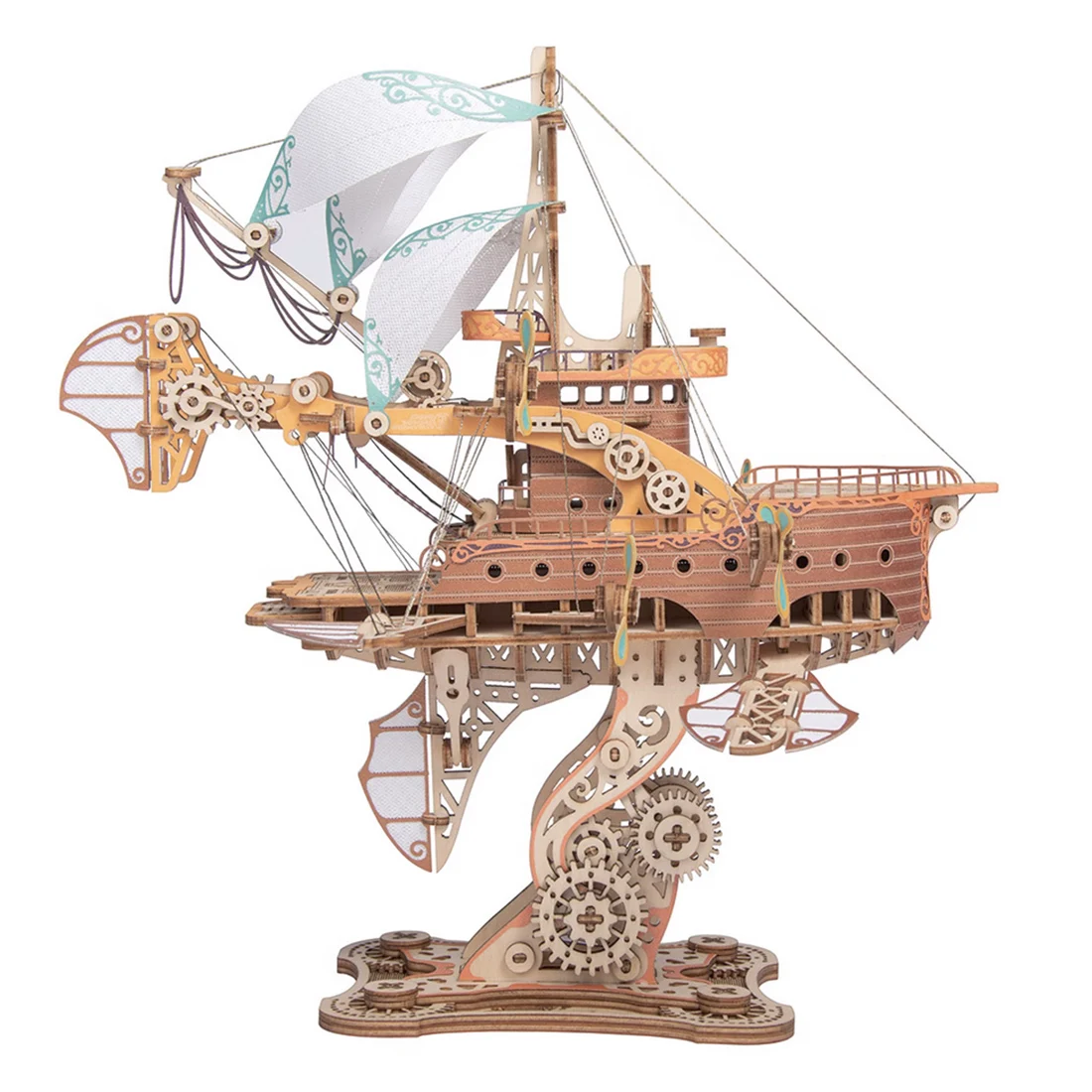 

DIY Fantasy Spaceship Handicraft Masterpiece "Le Tour du Monde en Quatre-vingts Jours" 3D Steampunk Puzzle Toy Model