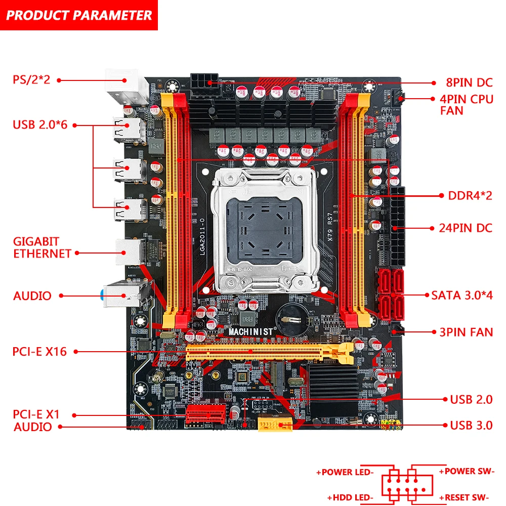 Machinist X79 материнская плата с LGA 2011 Xeon E5 2620 V2 CPU поддержка DDR3 оперативная память NVME M.2