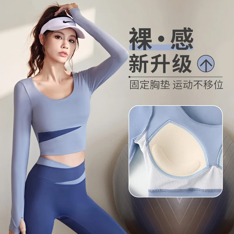 

Seamless Yoga Suit Sports Set Gym Clothes Fitness Women Long Sleeve Top High Waist Fitness Pants 2 Piece Sets Womens Outfits