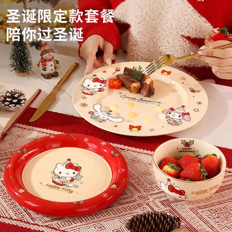 Новинка хит продаж рождественская серия Sanrio посуда миска ложка тарелка