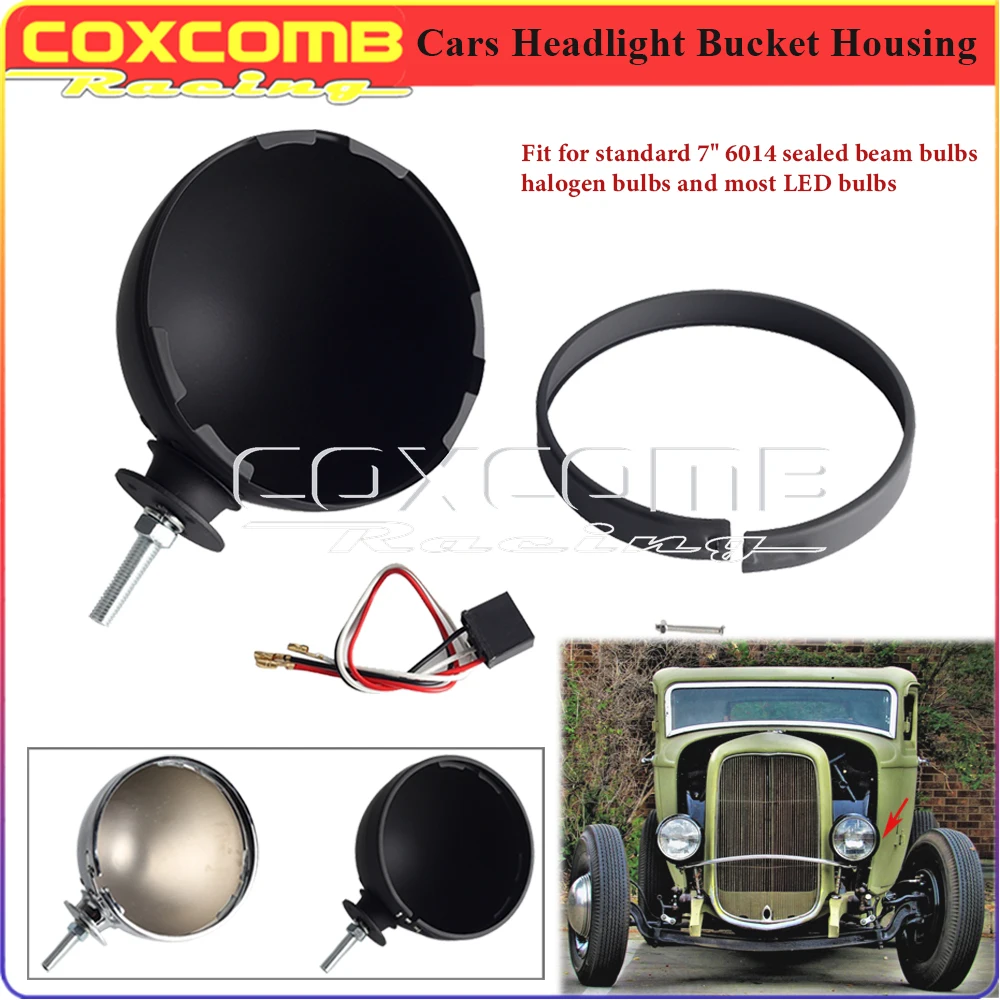 Универсальный 7-дюймовый хромированный/черный Головной фонарь в стиле Метца