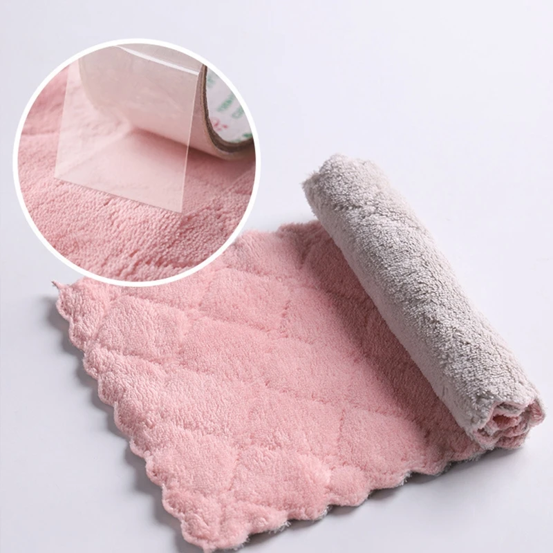 

Double-layer Absorbent Microfiber Kitchen Dish Cloth Nonstick Oil Household Cleaning Cloth Wiping Towel Home Kichen Tool R2LC