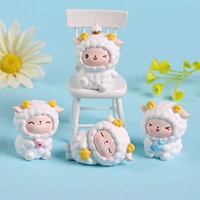 kawaii desk accessories cartoon cute sheep figurines lamb mascot toy desktop ornament car ornamentbedroom decoration kids gift