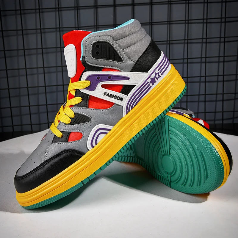 New High-top Mens Sport Shoes Comfortable Basketball Shoes Outdoor Breathable Walking Shoes Athletic Shoes for Male Tenis Basket