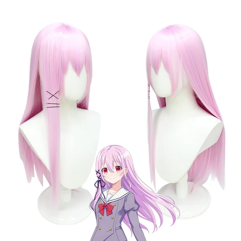 

Anime Engage Kiss Kisara Cosplay Wig Halloween Costume Pink Purple Long Straight Hair Wig Heat Resistant Synthetic Wig + Wig Cap
