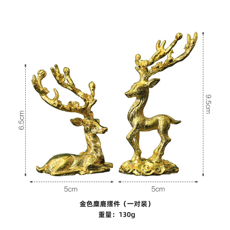 Modern Electroplating Metal Animal Golden Deer Luxury Mini Sika Couple Elk Crafts Gift Coffee Table Wine Cabinet Decoration