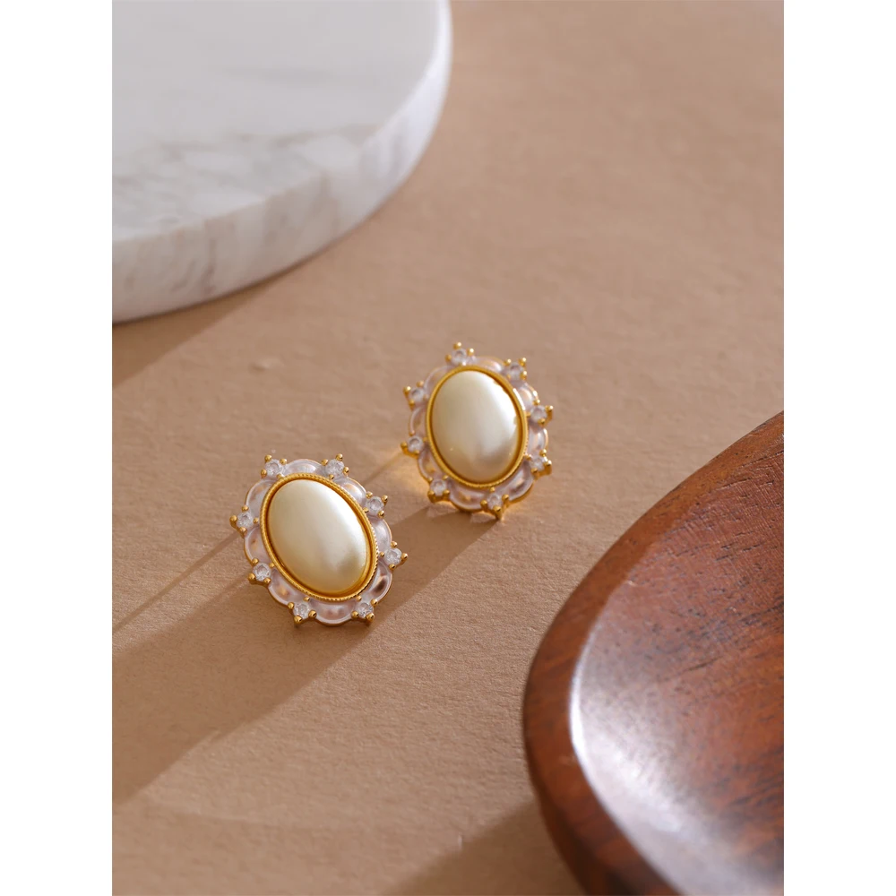 Модные шикарные элегантные серьги-гвоздики Mchic с имитацией жемчуга овальные