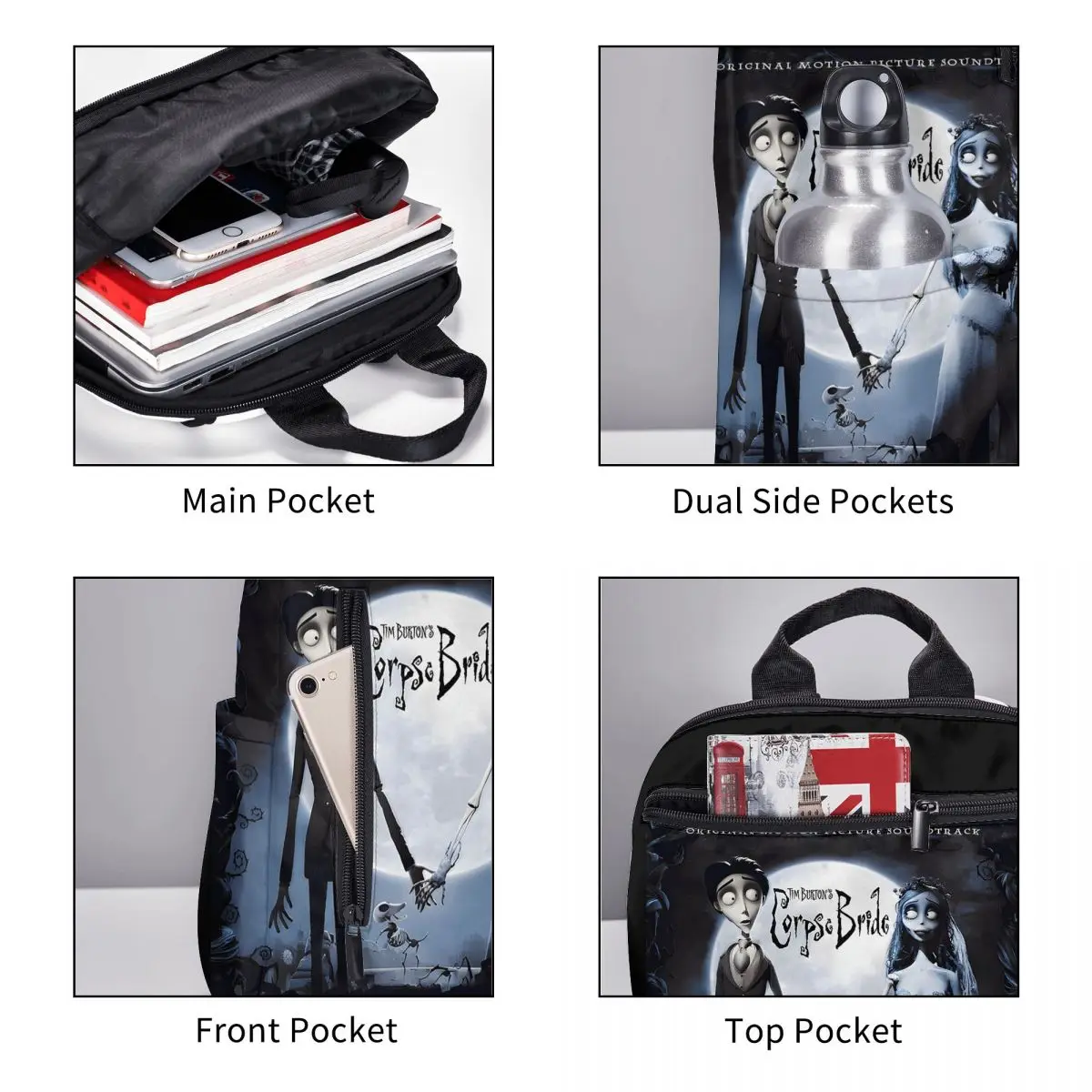 Рюкзак Tim Burton's Corpse Bride Album Happy Student Backpack School Bag Hiking Travel Daypack для мальчиков и девочек, школьная сумка, сумка через плечо (art.: 3920da8edd920) - 3920da8edd920