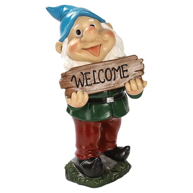 

Garden Outdoor Statue Resin Ornaments Welcome Sign Dwarf Lawn Decoration Creative Cartoon Shape Resin Crafts