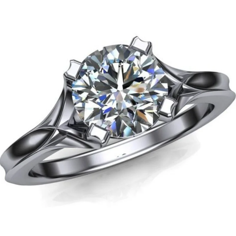 

Romantic Eternal 1-Carat Round White Diamond Female Ring Engagement Wedding Bride Love Ring Size 6-10