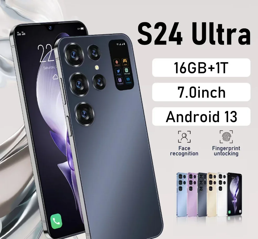16 + 1 ТБ s24 ultra Дешевый Оригинальный мобильный телефон S22 5G 1sim 2sim Версия для США