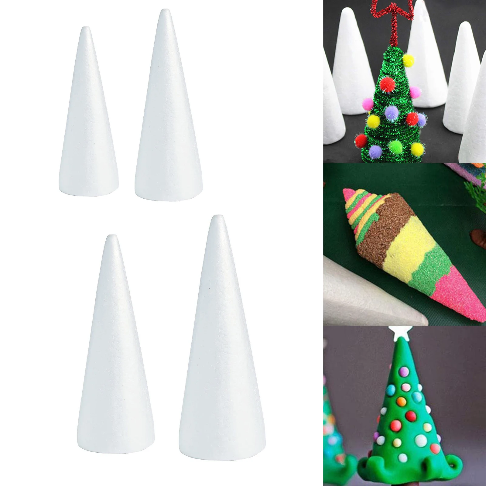 

Для DIY рождественской елки, фотовспененные конусы, аксессуары для домашнего декора, полистирол, белый, 3 размера, Рождественское украшение