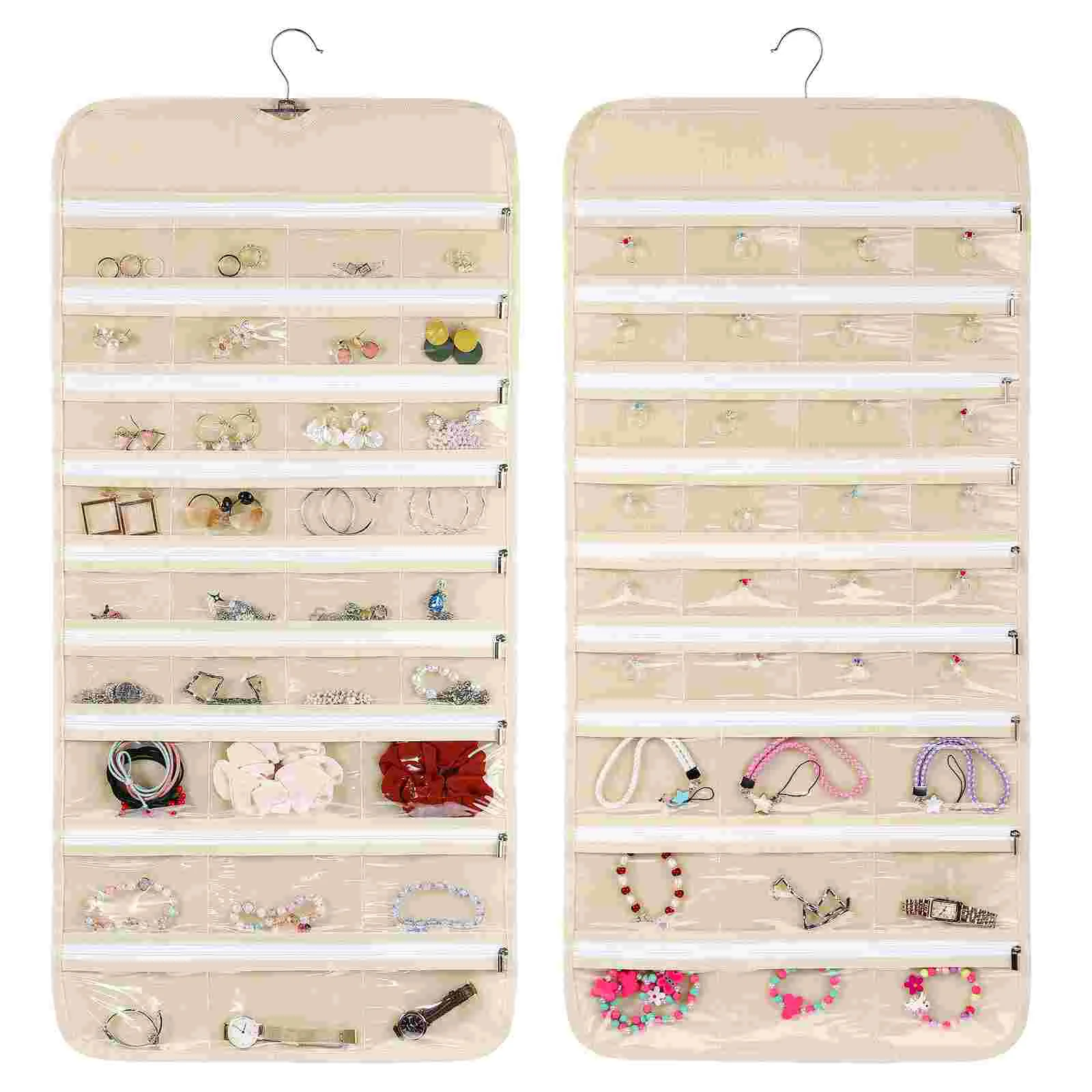 

1pc Hanging Zipper Closure Clear Window Jewelry Organizer Bracelet Organizer Rings Necklaces Headbands