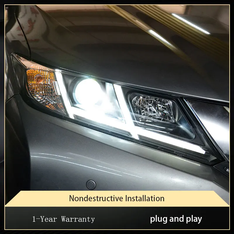 Автомобильные фары для Honda City 2015-2019 светодиодные в сборе обновленные бифокальные