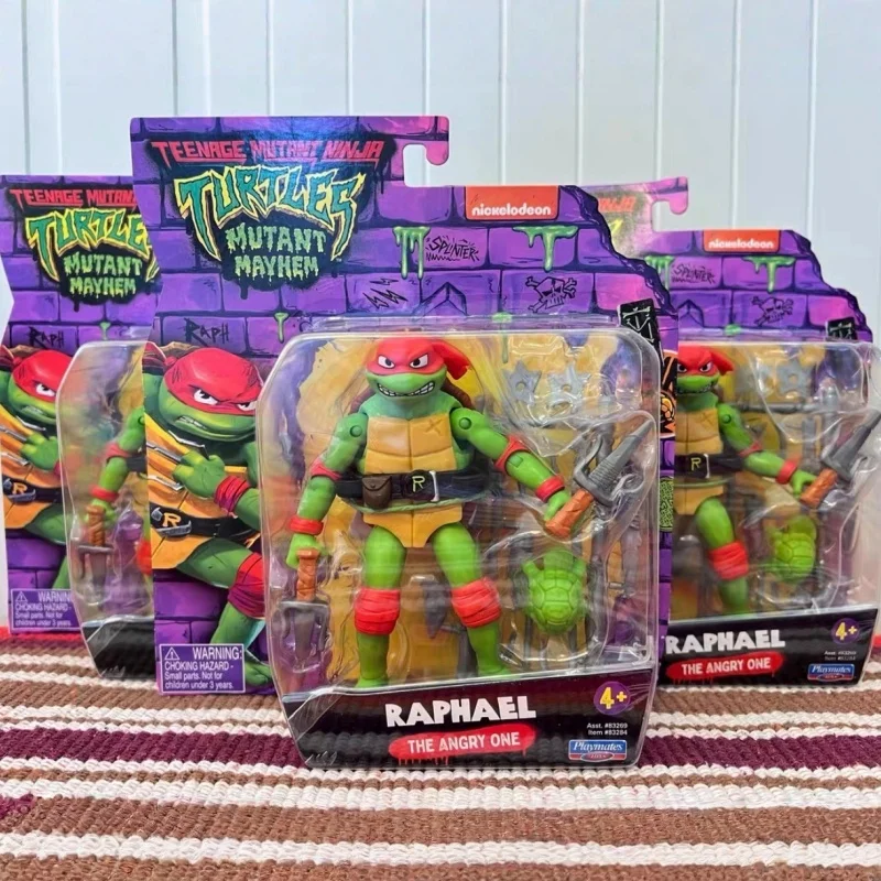 Фото Оригинальные коллекционные фигурки-модели Playmates Teenage Mutant Ninja Turtles Mutant Mayhem: Раф, Дон, Микки, Лео. Аниме-фигурки, украшения. №4