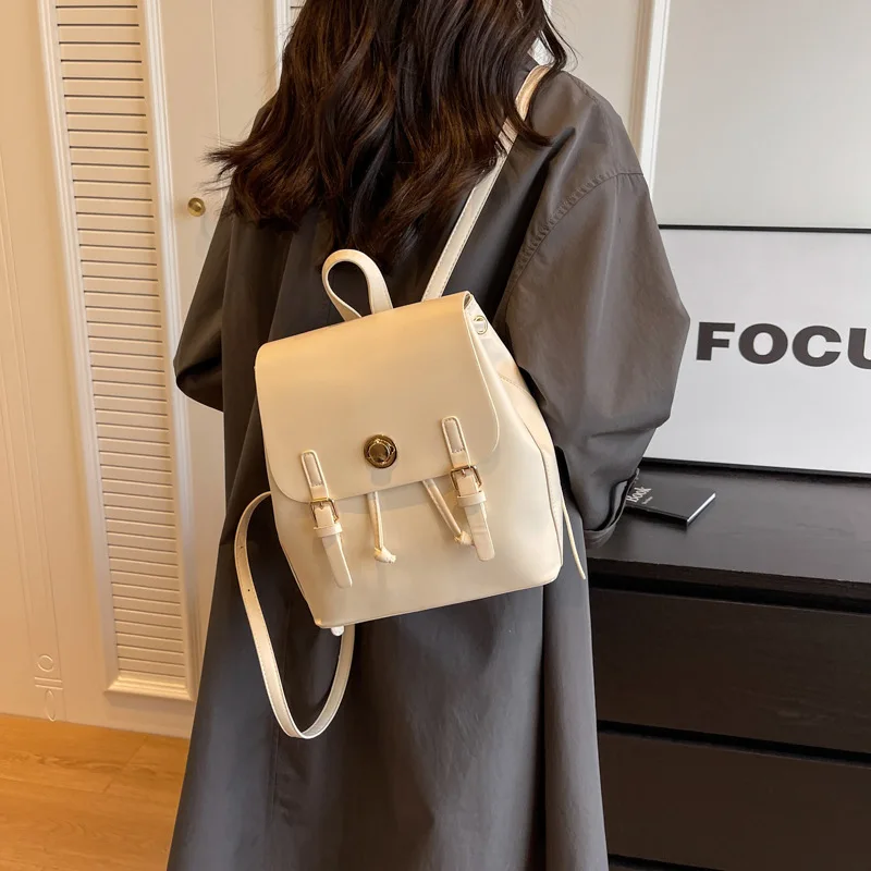 Contrast Color Patchwork Backpacks Simple Retro Casual Shoulder Bag Women Fashion Commuting Backpack Versatile Handbag Satchel