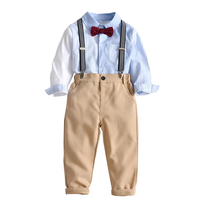 

1 2 3 4 5 6 Years Boys Fashion Clothes Gradient Shirt with Solid Trouser Kids 2023 Autumn High Quality Party Outfit Children Set