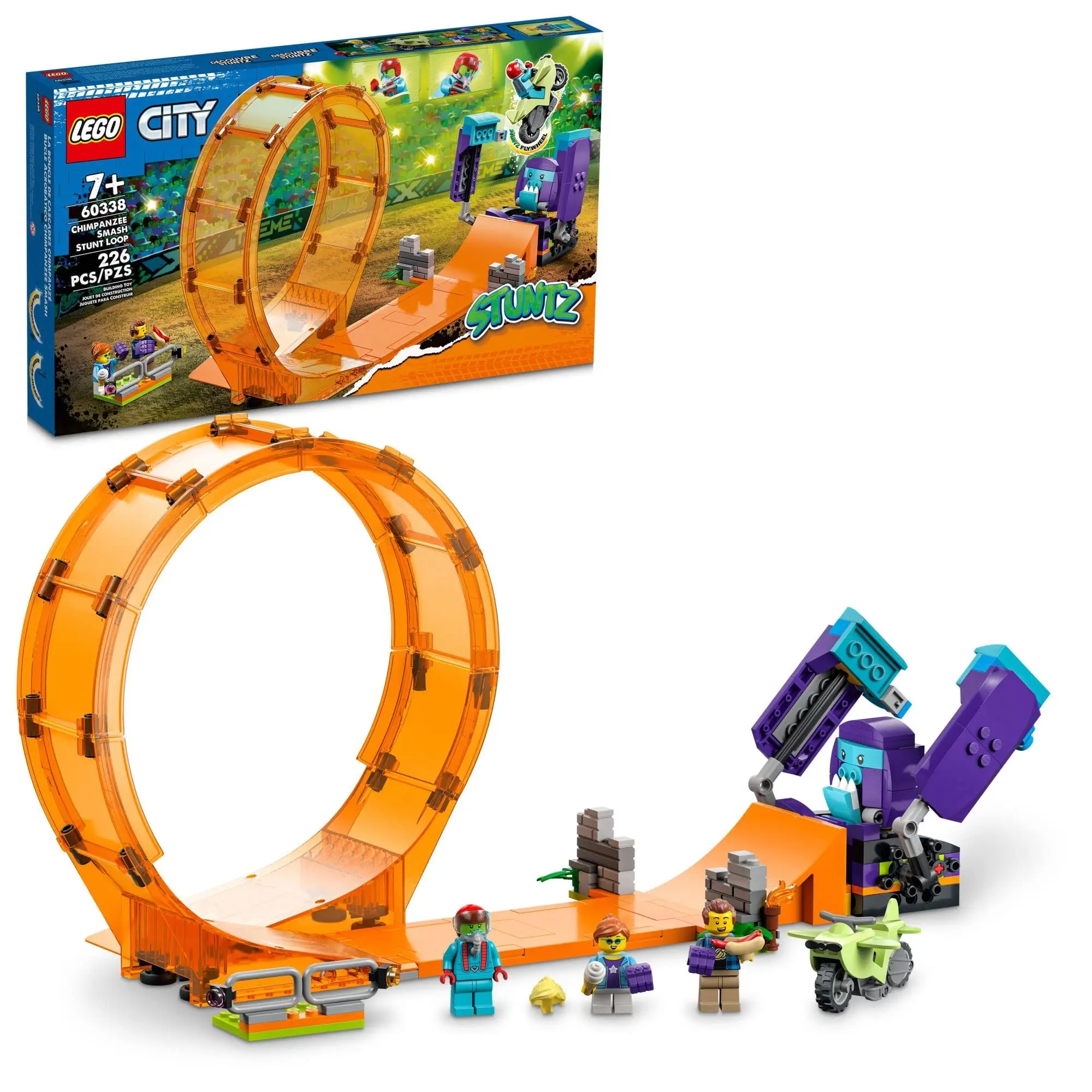 

LEGO City Stuntz Smashing Chimpanzee Stunt Loop 60338 Building Toy Set for Boys Girls Kids Ages 7+ Birthday Gift (226 Pieces)