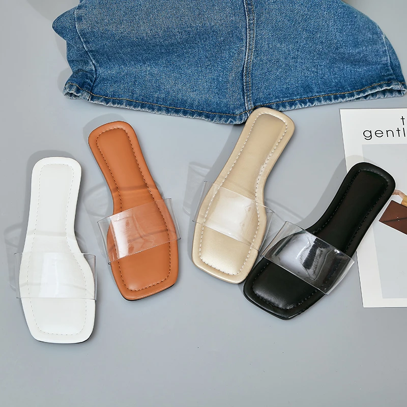 

Classic Slippers for Women Slides Bathroom Flat Low Heels Women Shoes Beach Solid Transparent Summer Slippers Plus Size Zapatos
