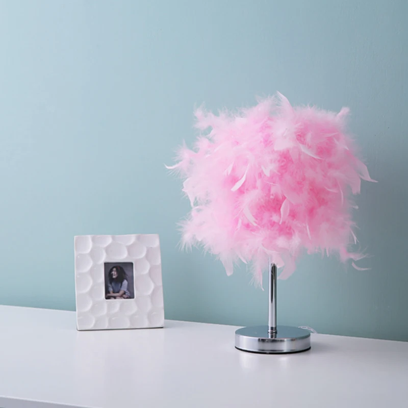 Настольная лампа с перьями для спальни Современная прикроватная гостиной