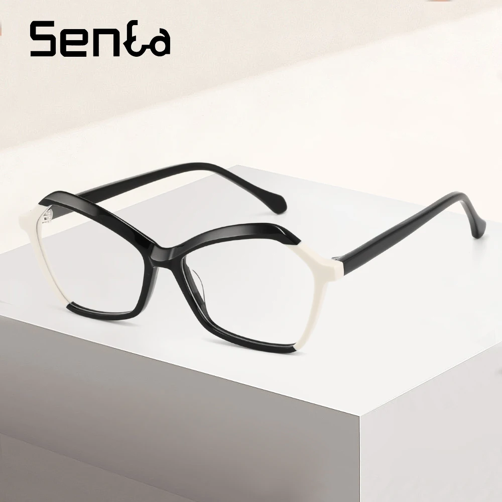 

Cat Eye Two-toned Women Reading Glasses Myopia Optics Glasses Frame Men's Blue Light Blocking Transparent Computer Eyeglasse