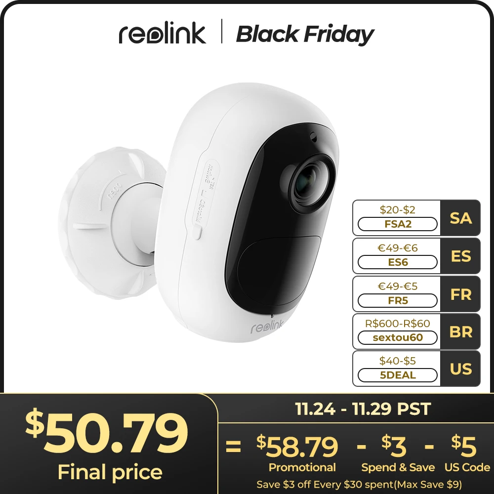 

Wi-Fi-камера Reolink Argus 2E на солнечной батарее, 1080p Full HD