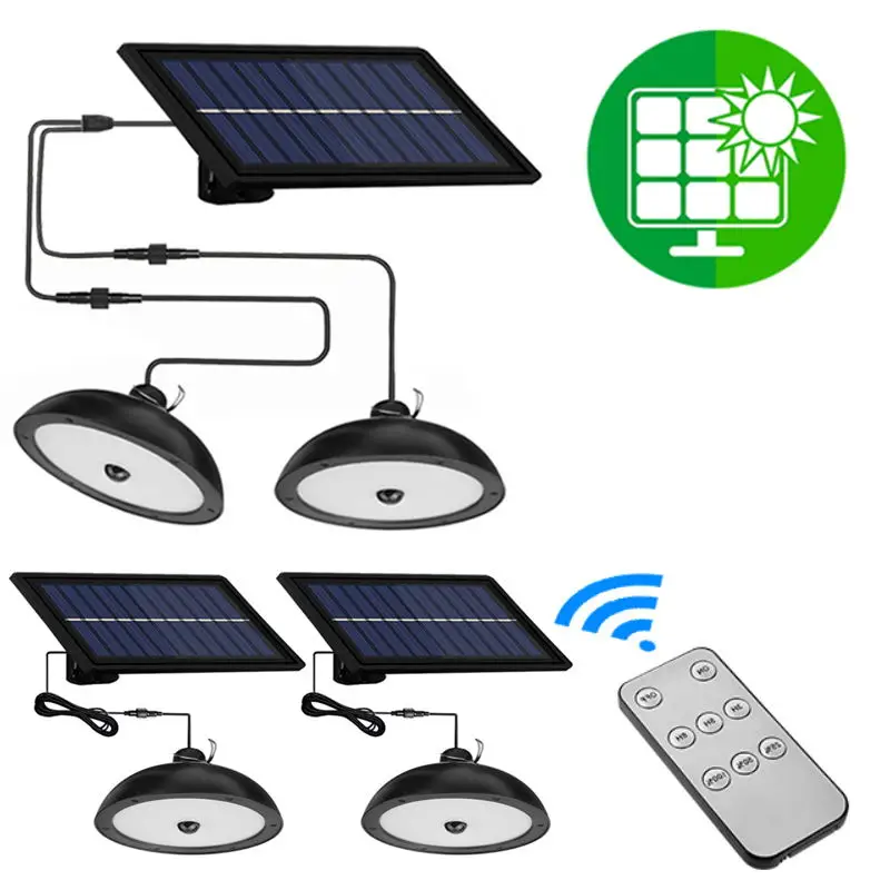 

Уличный светодиодный светильник на солнечной батарее, подвесной светильник с кабелем и двойной головкой, уличная Водонепроницаемая люстра...