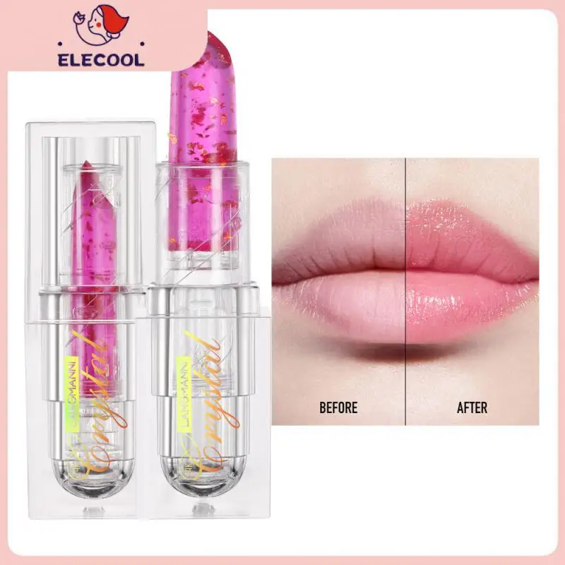 

Set Crystal Jelly Lipstick Plant Gold Foil Lipstick Lip Nourishing Lipstick Gift Box Cosmetics Color Changing Lipstick Set