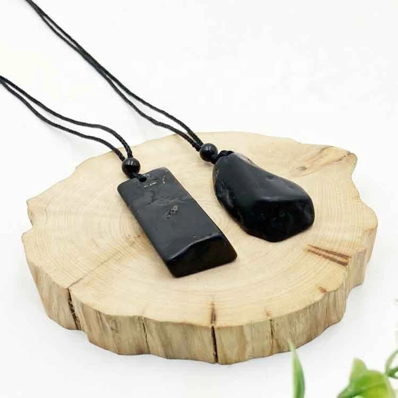 

Minimalist Shungite Pendant for EMF Protection from Russian